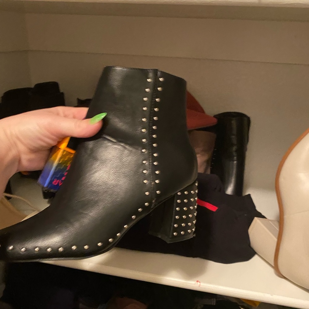 Black booties silver studs